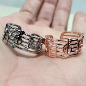 Silver Plated OR Copper Musical Note Ring Fully Adjustable Sheet Music Jewelry.